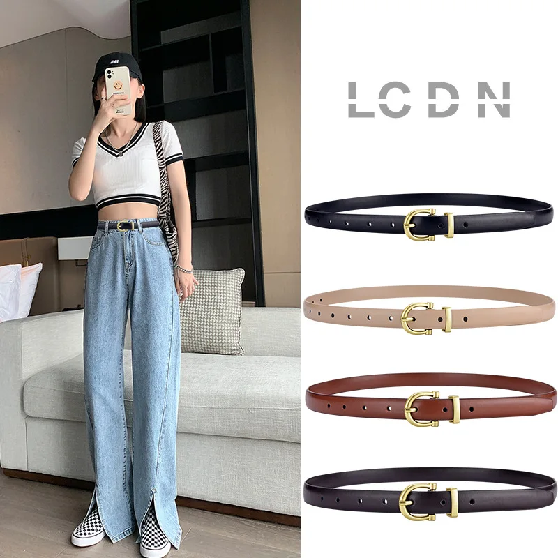 

luxury Designer Women Belt Female Fashion Metal Leather Thin Belt Buckle Waistband High Quality Trend Belt Lady New Dress Deco