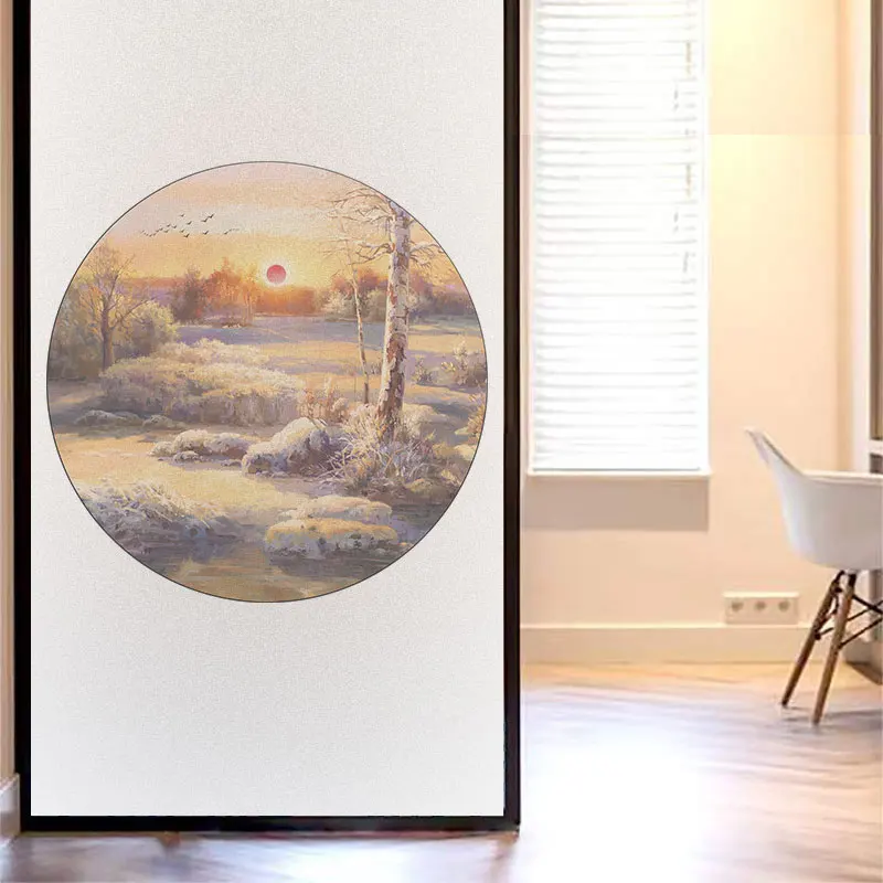 

Window Film Privacy Round Shape Glass Sticker UV Blocking Heat Control Window Coverings Window Tint for Homedecor