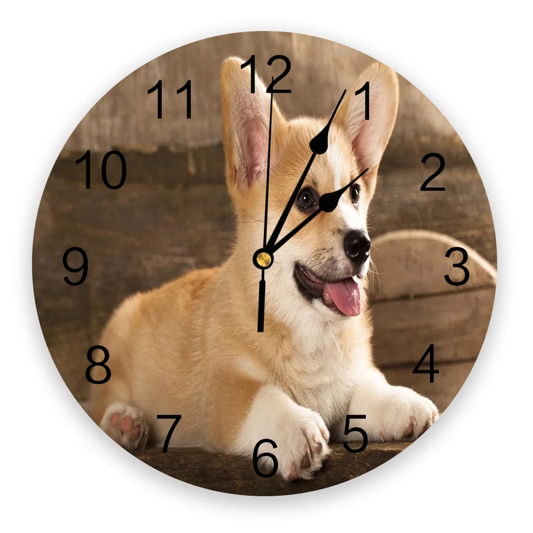

Настенные часы Corgi Pet из ПВХ для гостиной, спальни, Модные подвесные часы с принтом для офиса, кафе, домашний бесшумный