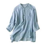 see though blue thin oversized shirt women summer 2022 summer fashion clothes woman chinese style o neck nine quarter sleeve