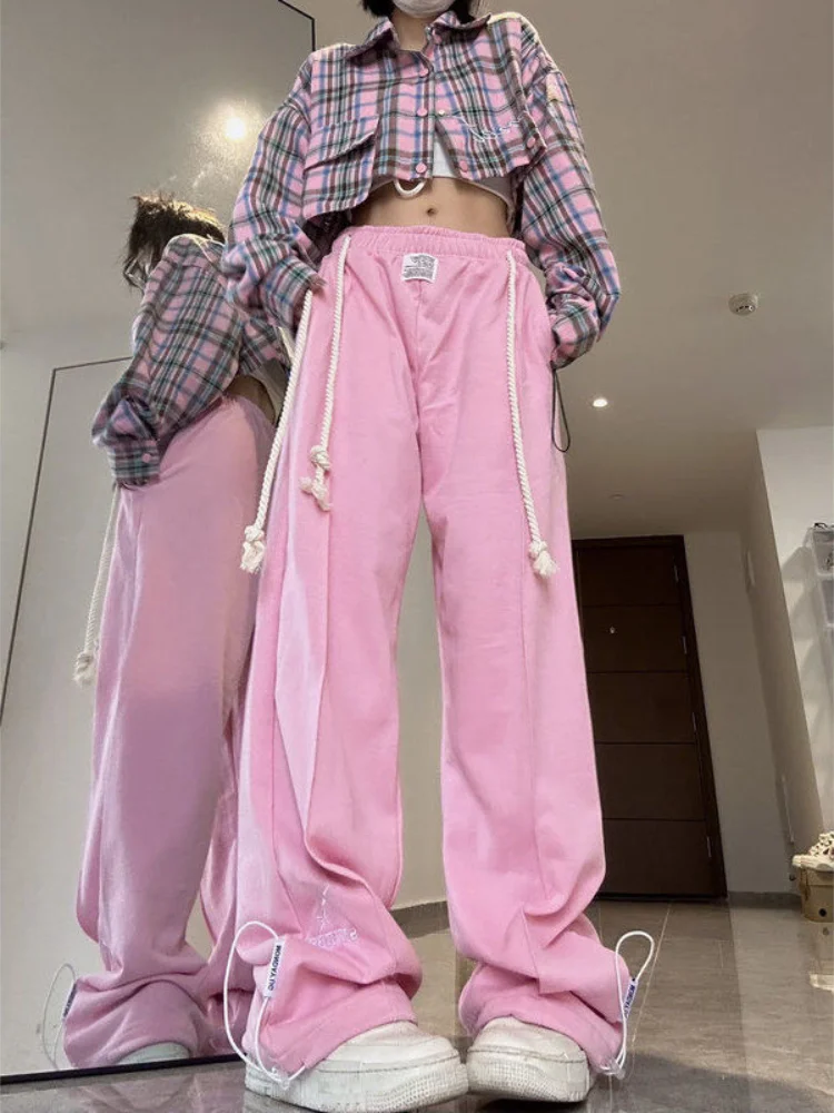 

HOUZHOU Kpop Y2K Pink Baggy Sweatpants Women Korean Style Streetwear Oversize Wide Leg Jogging Sports Pants Hippie Loose Trouser