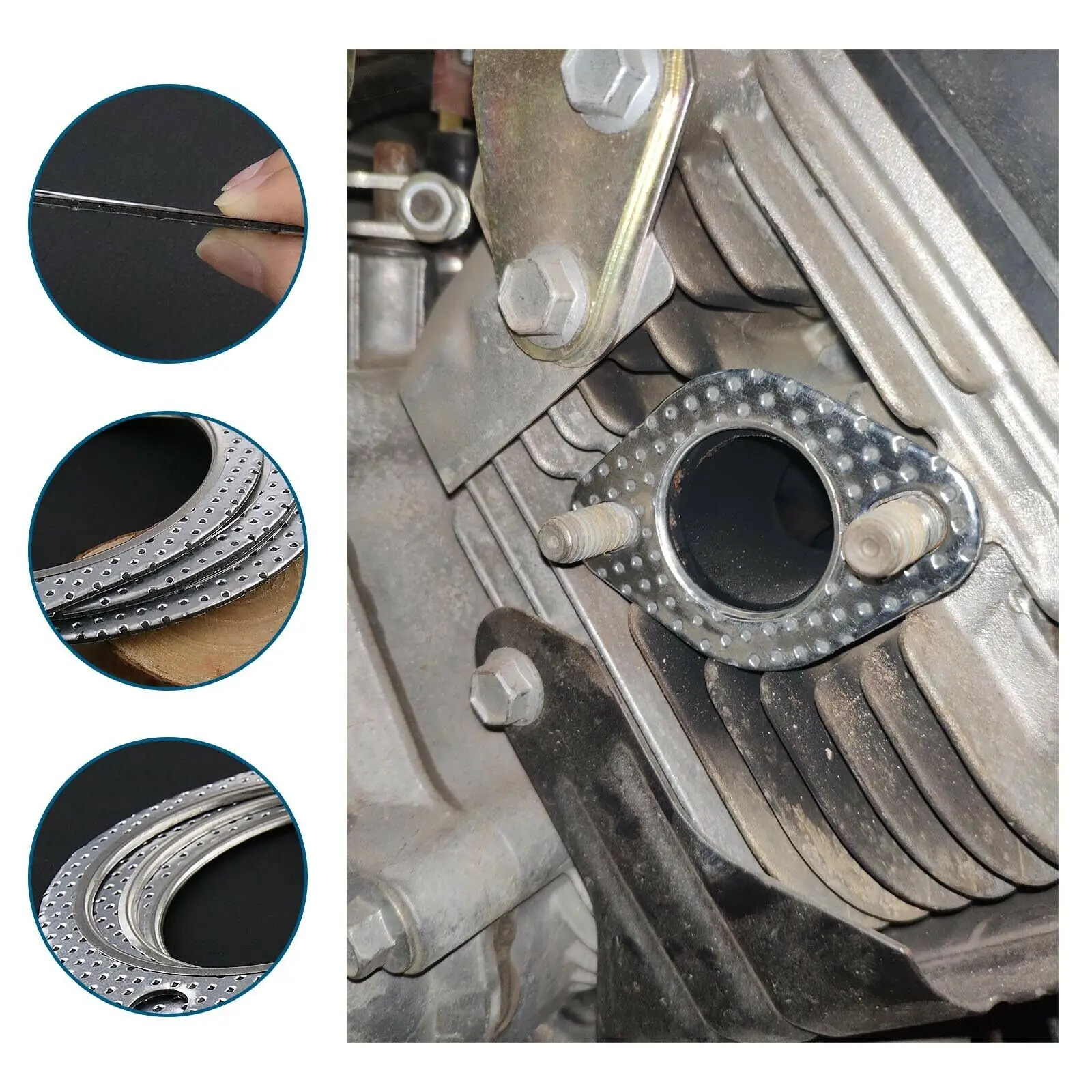 

Exhaust Gasket With Holes Dust-proof Sealing Gasket Universal Car Engine Exhaust Gasket 2.5Inch Muffler Pad For 2.5" Inlet/outle