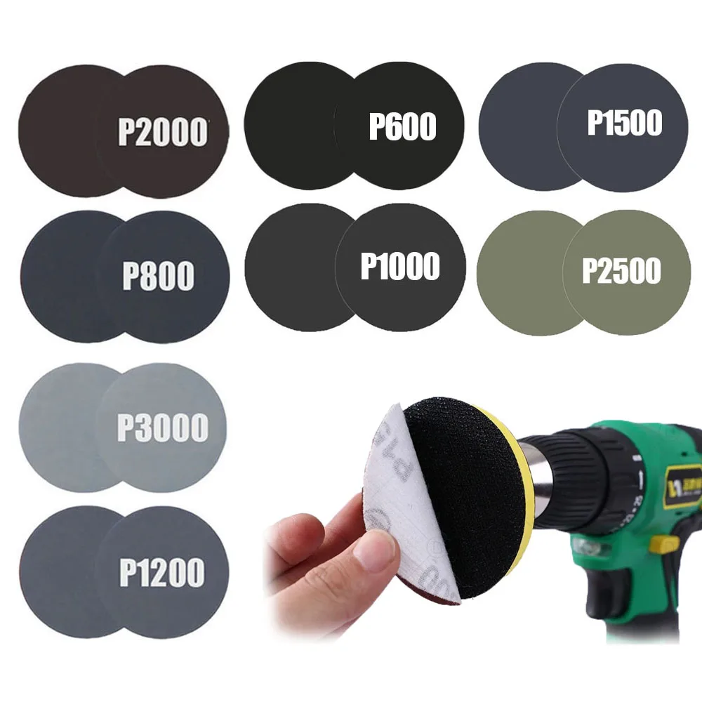 3-дюймовая наждачная бумага для дерева, металла, шлифовальный диск, наждачная бумага для сухой воды, абразивная бумага, инструмент для полировки, зернистость 1000, 2000, 3000, шлифовальная подушечка