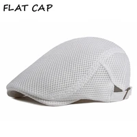 flat cap men summer beret hat adjustable breathable mesh ivy newsboy peaked cap male female retro artist golf driving sun hat