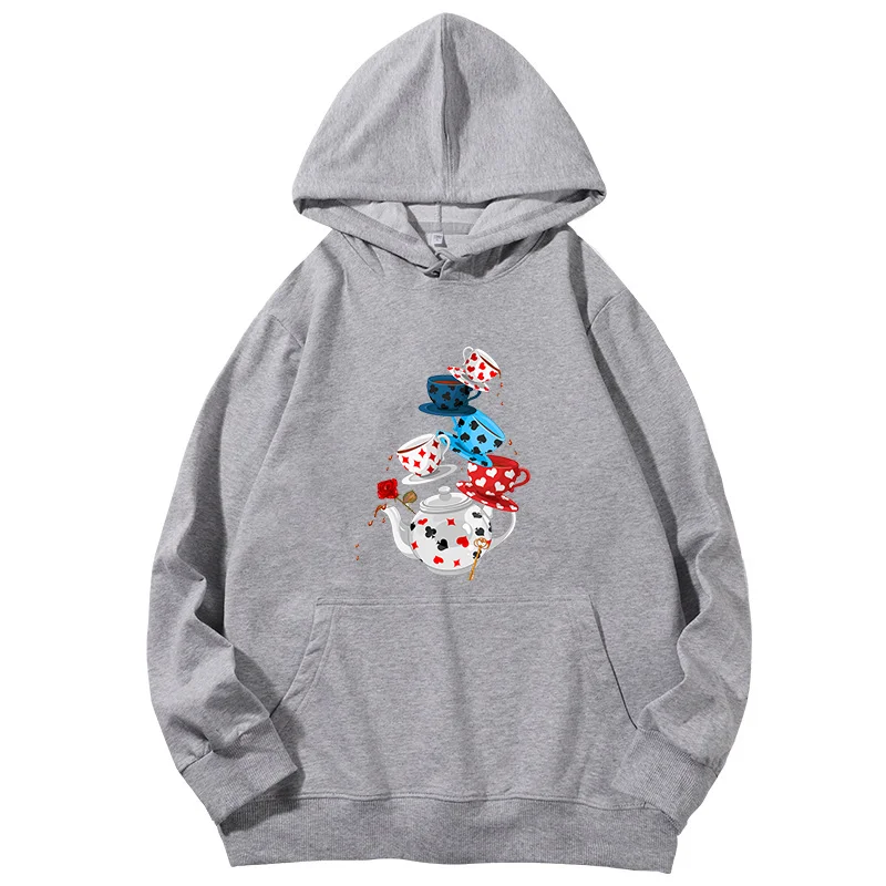 Playing Cards Cups Poster fashion graphic Hooded sweatshirts cotton essentials hoodie Spring Autumn Harajuku Men's clothing