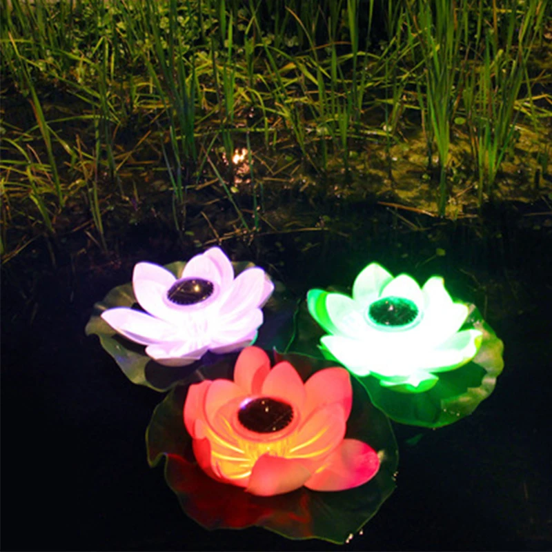 

Creative LED Artificial Lotus Lighting Portable Floating Fountain Pond Decorative Lanterns Solar Powered Garden Pool Night Lamps
