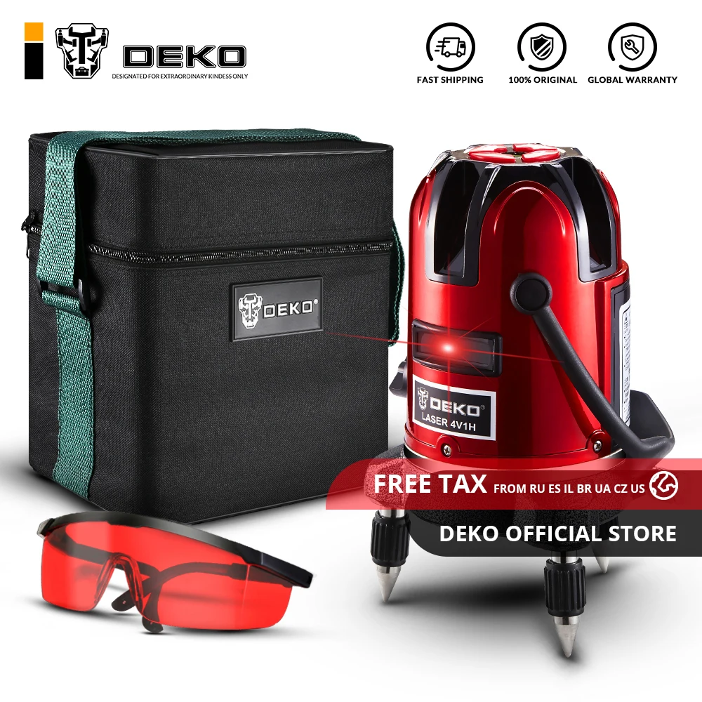 

DEKO LL5 Series Self-leveling 5 Line 6 Points Horizontal&Vertical Red Laser Level 360 Degree Accurate Intelligent Adjustment