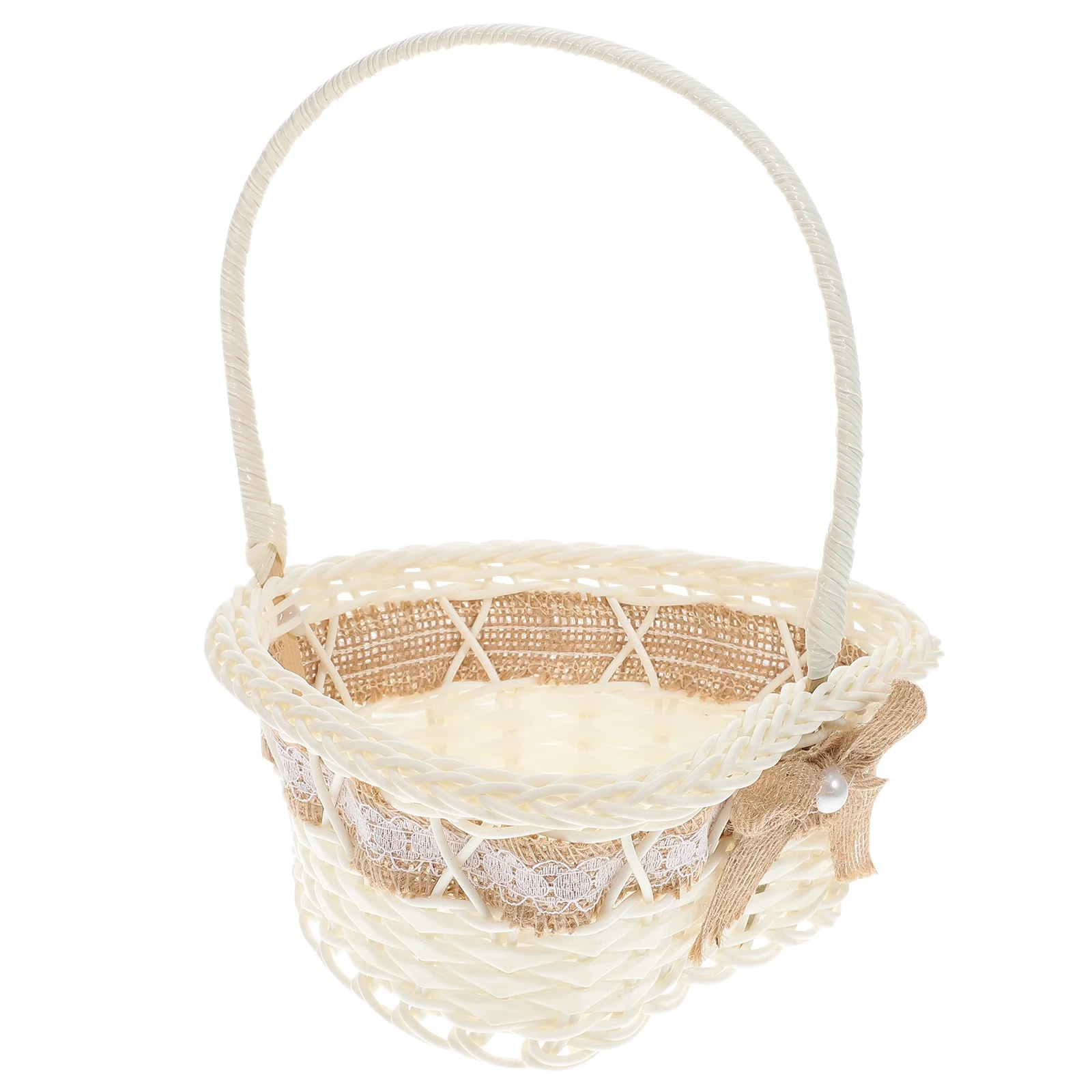 

Storage Basket Party Bride Flower Container Handheld Girl Baskets Weddings Woven