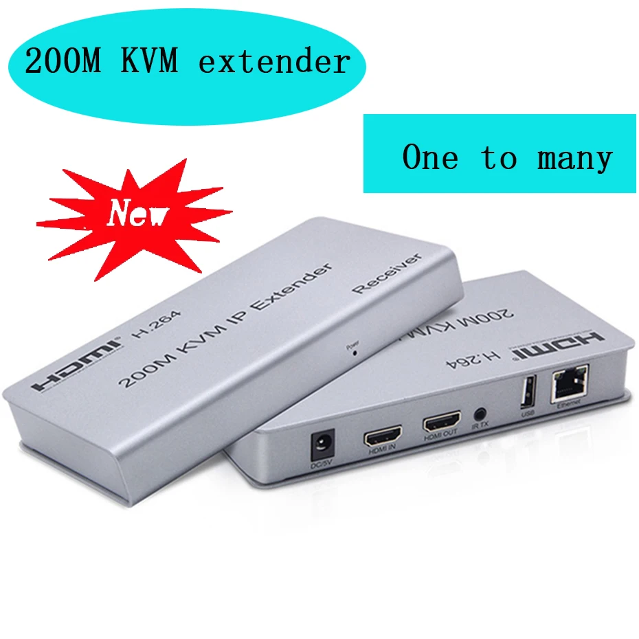 

200M KVM HDMI Extender By RJ45 Ethernet Cat5e Cat6 Cable Converter TX RX Support USB Mouse Keyboard Extension One to many