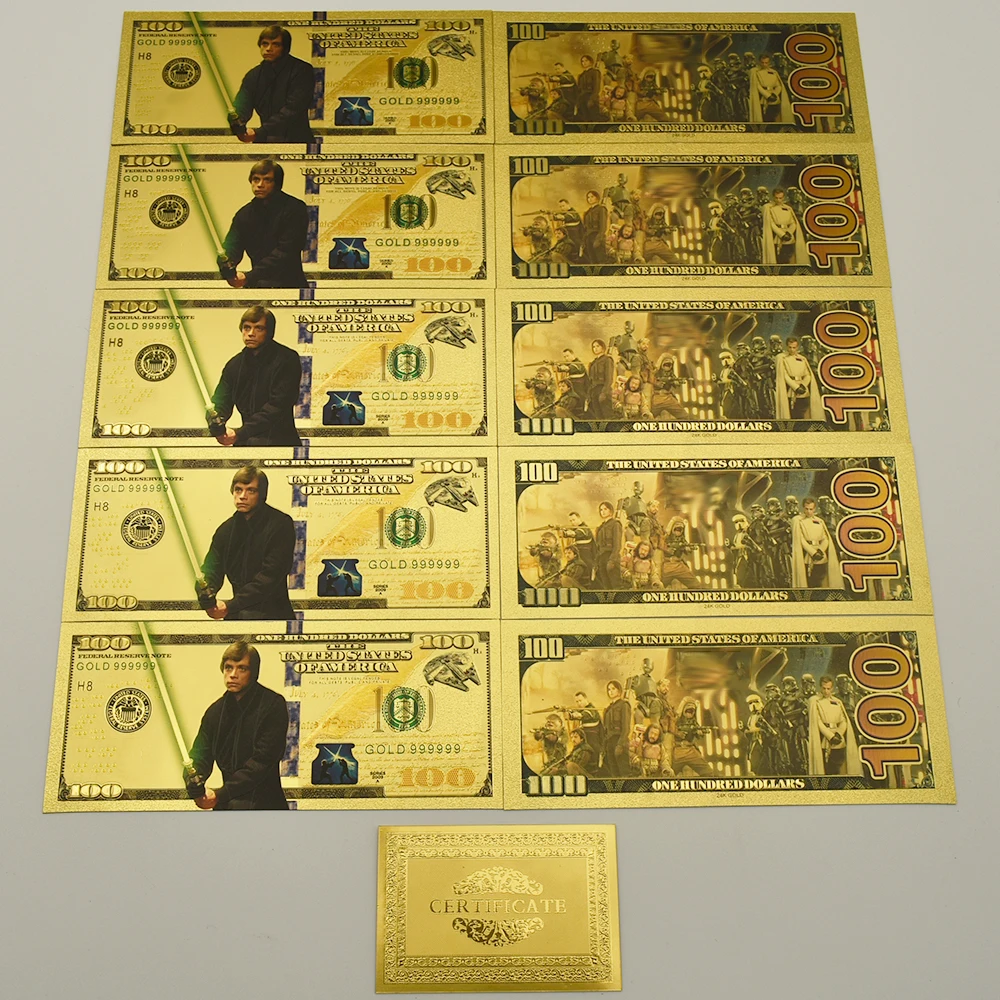 

10pcs/set American Film and Television Series $100 Gold Foil Banknotes Classic Childhood Memory Collection Business Gifts