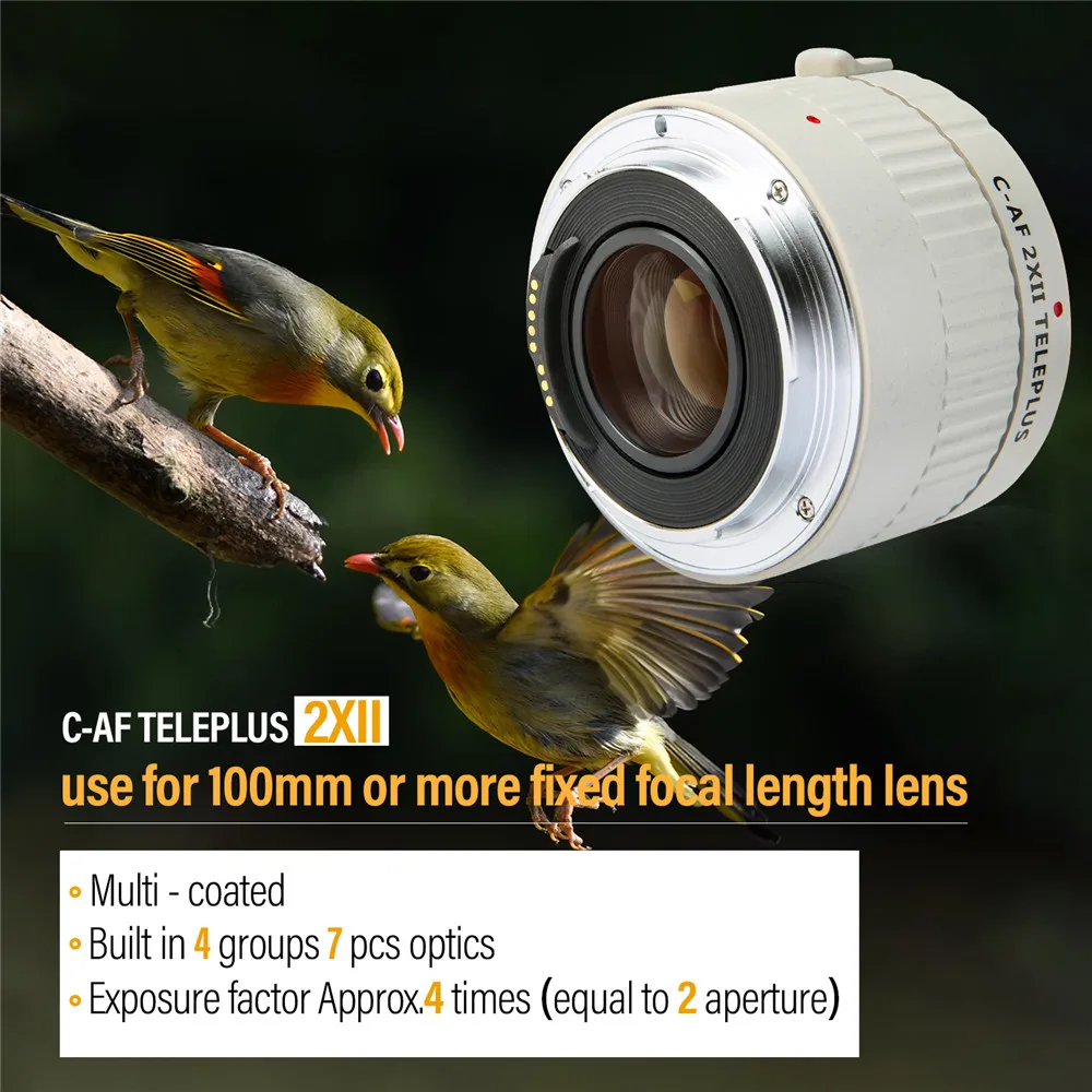 Фото 2.0X телеконвертер Viltrox C-AF 2X II с автофокусом для объективов Canon EOS EF 7DII 5D IV №1