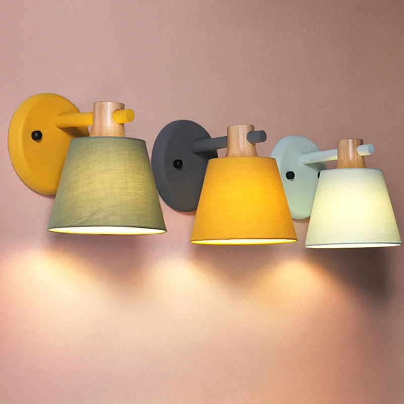 

Homhi Macaron Fabric Wall Lamp Lighting For Living Room Bedside Reading Hallway Led Lights Nordic Home Decoration HWL-232