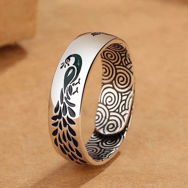 Мужское Винтажное кольцо с эмалью в этническом стиле