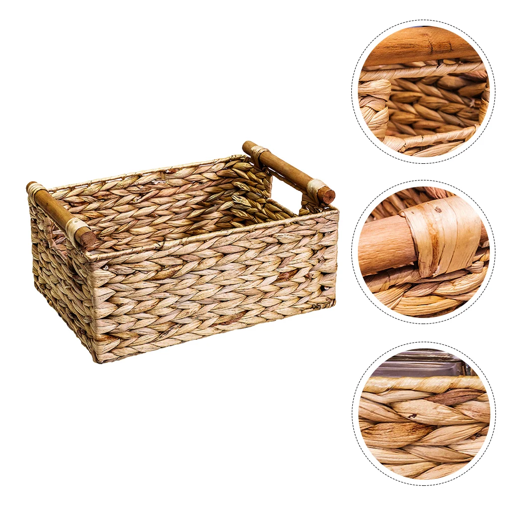 

Vanity Tray Woven Hamper Wicker Basket Rattan Bread Storage Baskets Bin Serving