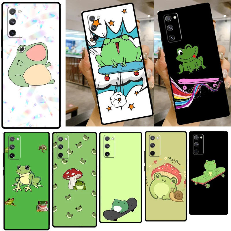 Frog Skateboard Cute Kawaii Soft Case For Samsung Galaxy S22 Ultra S8 S9 S10 S20 FE S21 Plus S10e Note 20 Ultra Cover
