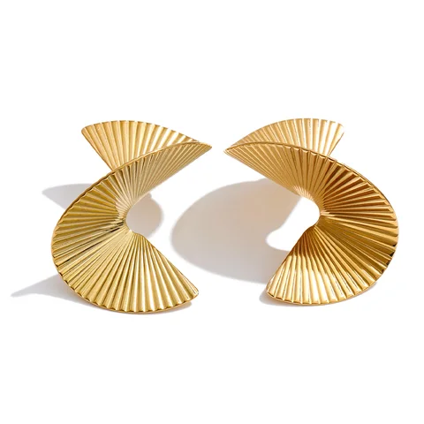 Серьги-гвоздики Yhpup золотые из нержавеющей стали