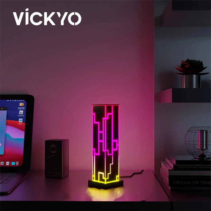 VICKYO RGB Atmosphere Table Lamps Symphony Desktop Light Colorful 3D Art Led Night Lights For Bedroom Game Room Bar Decoration