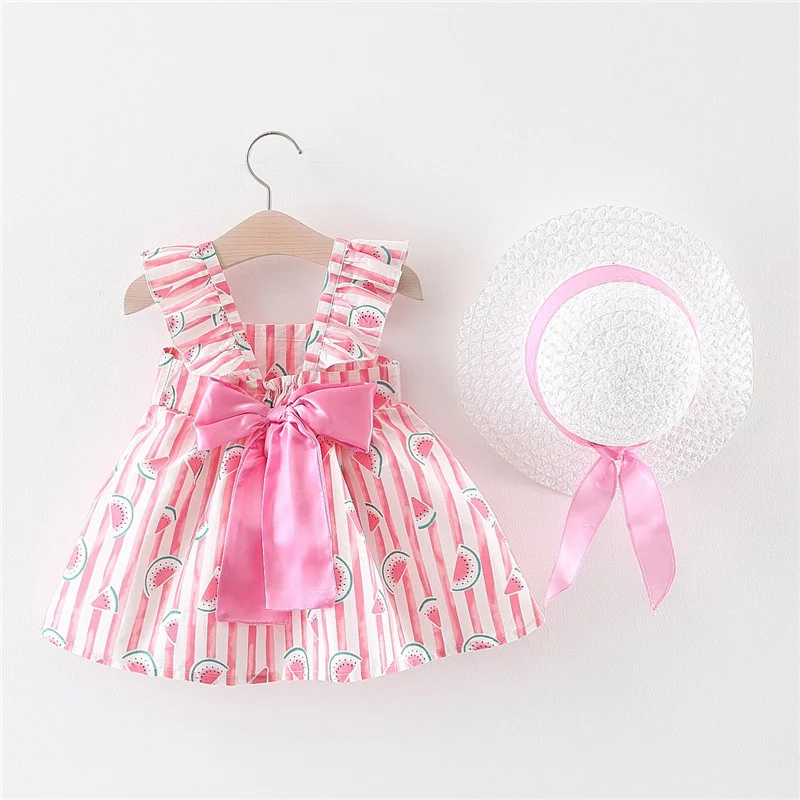 

kids cheap costume summer princess dress for girl fairy skirt color back bow watermelon print children's wear