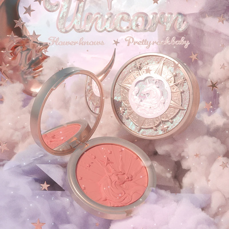 

Flower Know Dream Unicorn Embossed Blush Vibrant Peach Color Fine Powder Natural Good Complexion Rouge Gentle Sweet Girl Blush