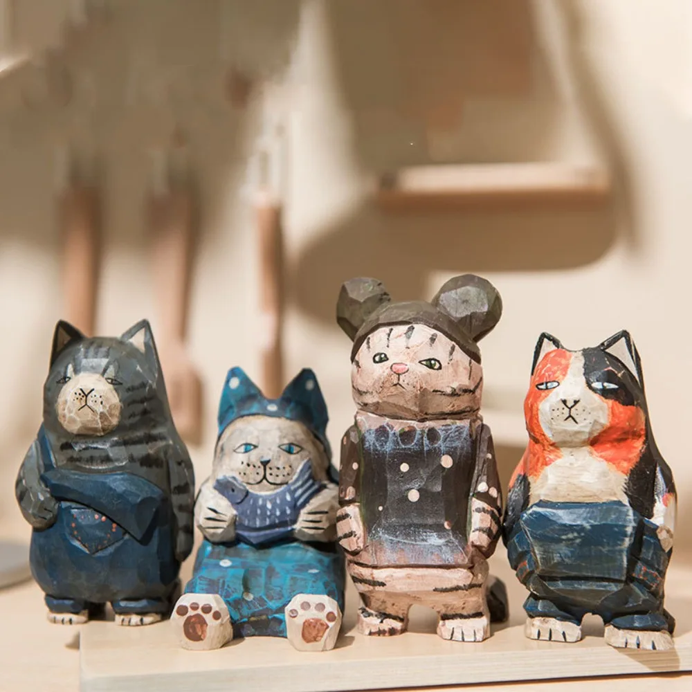 Резьба по дереву резьба украшение в виде кошки простой стиль ручная роспись