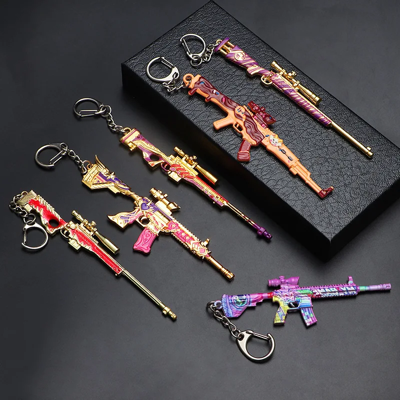 

Cartoon Game PUBG 98K AWM AKM M24 Mini Gun Alloy Pendant Keychains Car Key Chain Key Ring Phone Bag Ornaments Gifts for Friends