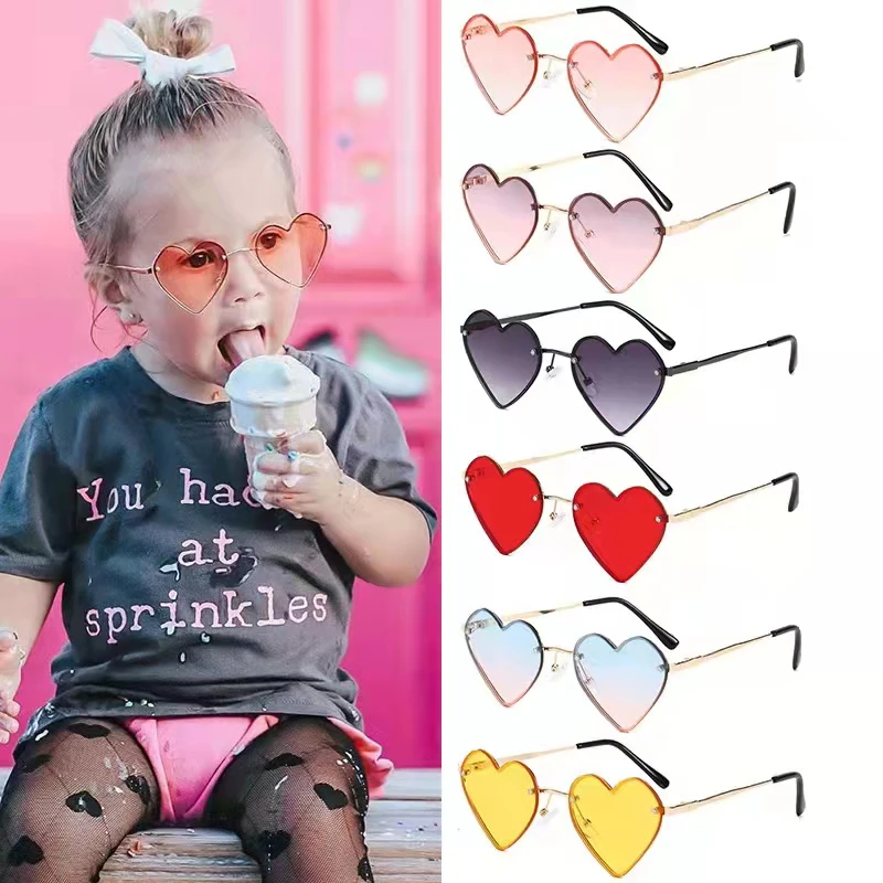 

Wholesale Kids Sunglasses Anti UV400 Baby Boys&Girls Sunshade Heart Lentes De Sol Protect Eyewear Children Sun Glasses n253