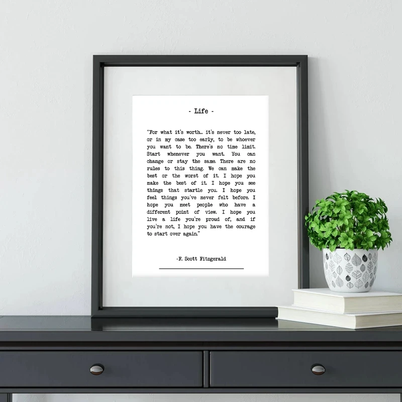 

for What It's Worth Quote Print Poster Scott Fitzgerald Poem Picture Modern Inspirational Wall Art Canvas Painting Home Decor