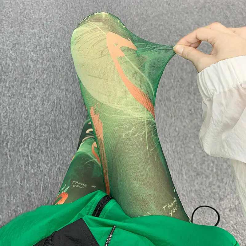 

2022 New Summer Women Leggings Streetwear Thin Mesh Stretch Bottoming Trousers Slimming High Waist Skinny Ankle-length Pants