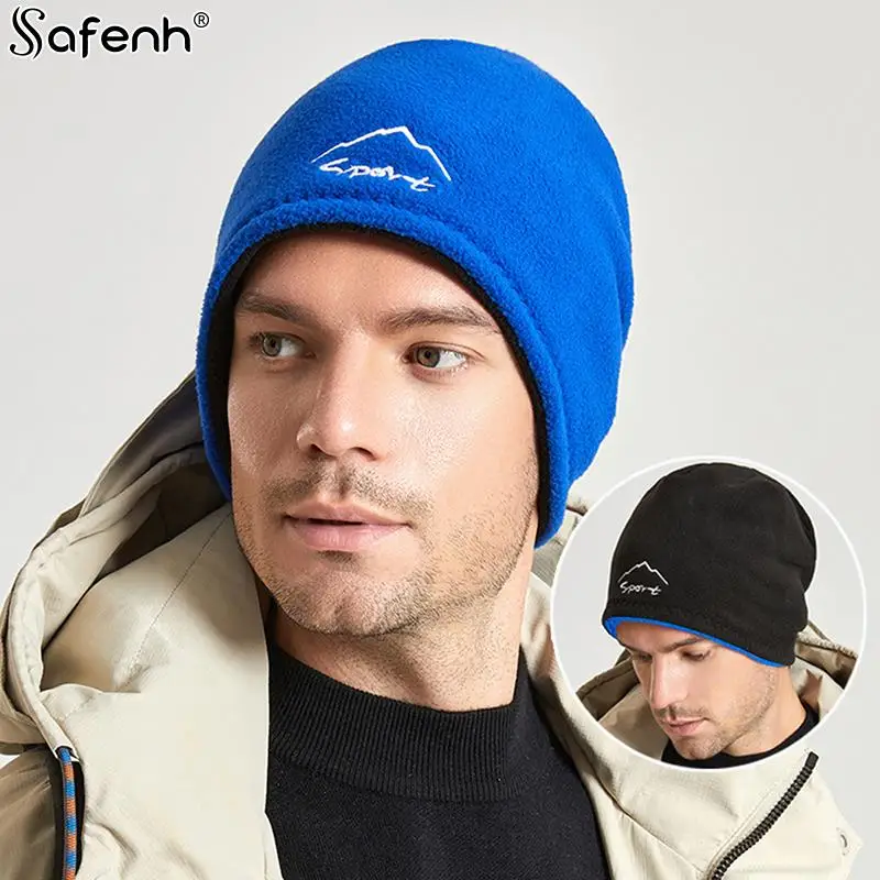

1pcs Winter Warm Ear Cover Cap Soft Men Ski Snowboard Cycling Skin-friendly Hiking Polar Fleece Running Windproof Hat And Caps