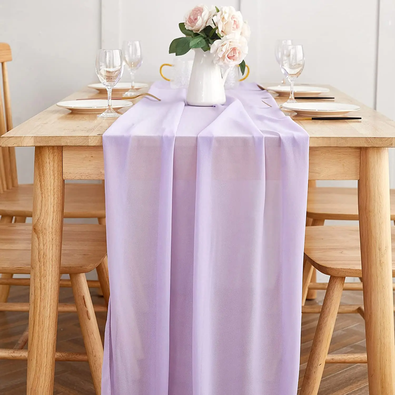 

10PCS/Set 30*300cm Chiffon Table Runner Wedding Sheer Gauze Dining Table Decoration Party Tablecloth Birthday Home Table Decor