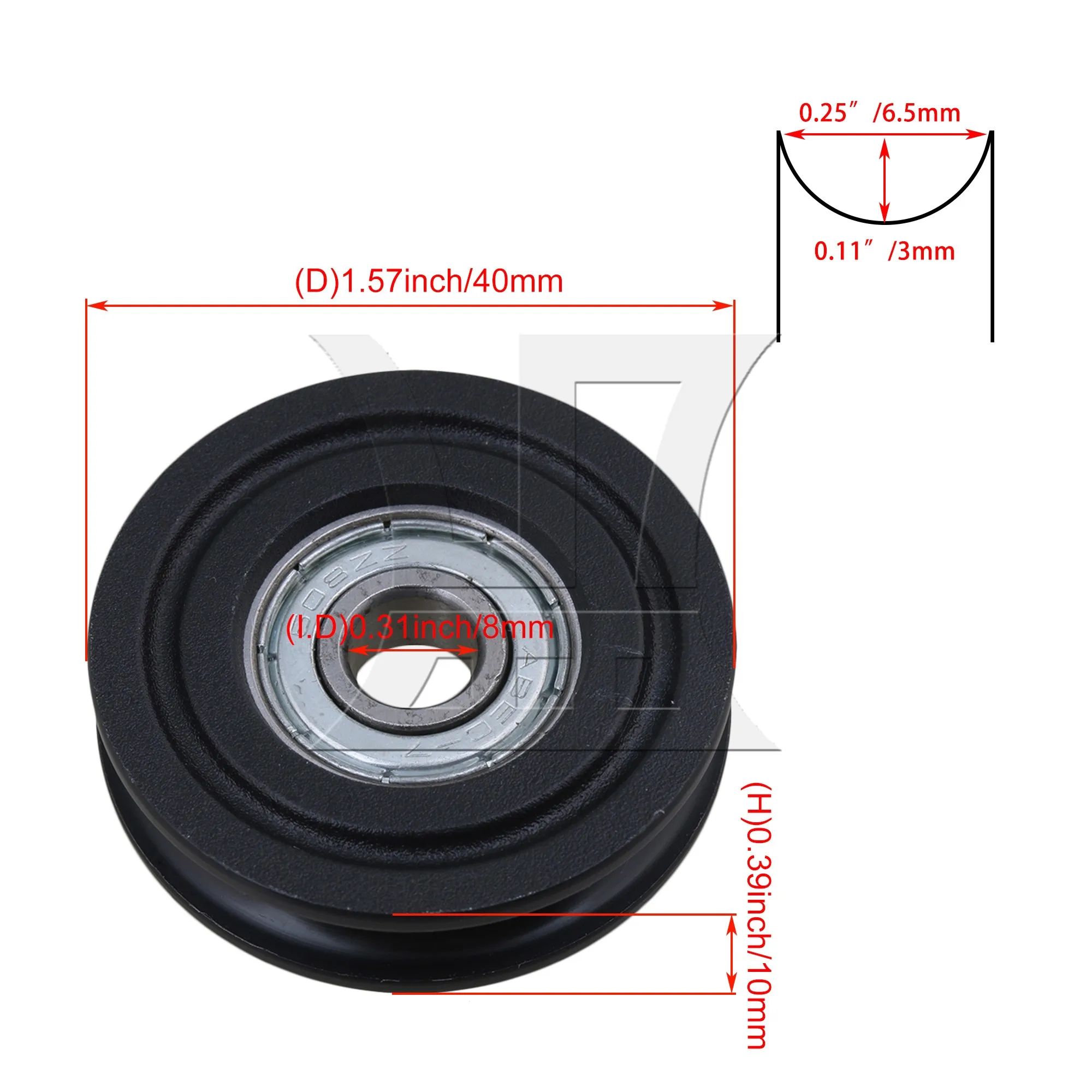 30 шт. канавка подшипника колеса шкив 8 мм ID x 40 OD черный для окна