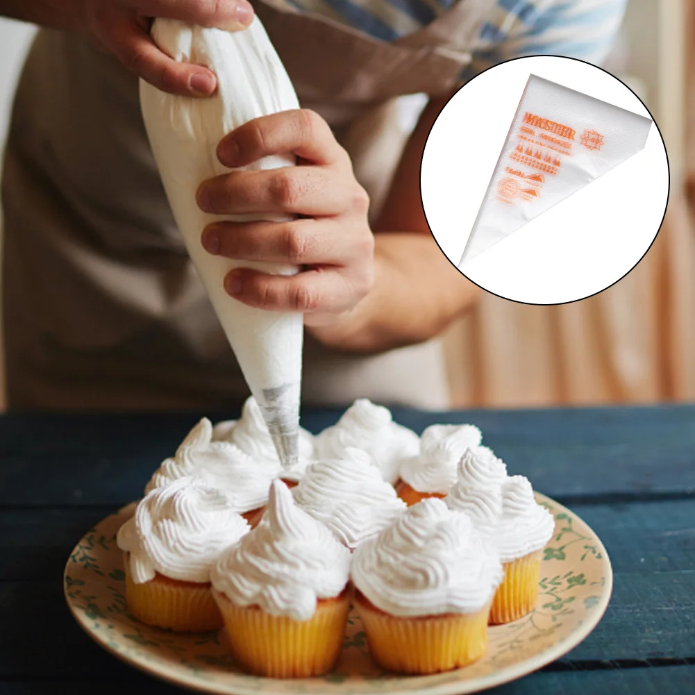 

50/100 pcs/lot Disposable Pastry Piping Bag Icing Fondant Cake Cream Squeeze Cream Bag Tip Nozzle Bags DIY Baking Accessories