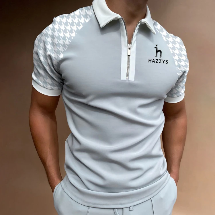 

Hazzys 2022 European and American new men's casual short sleeve digital print pullover men's POLO shirt