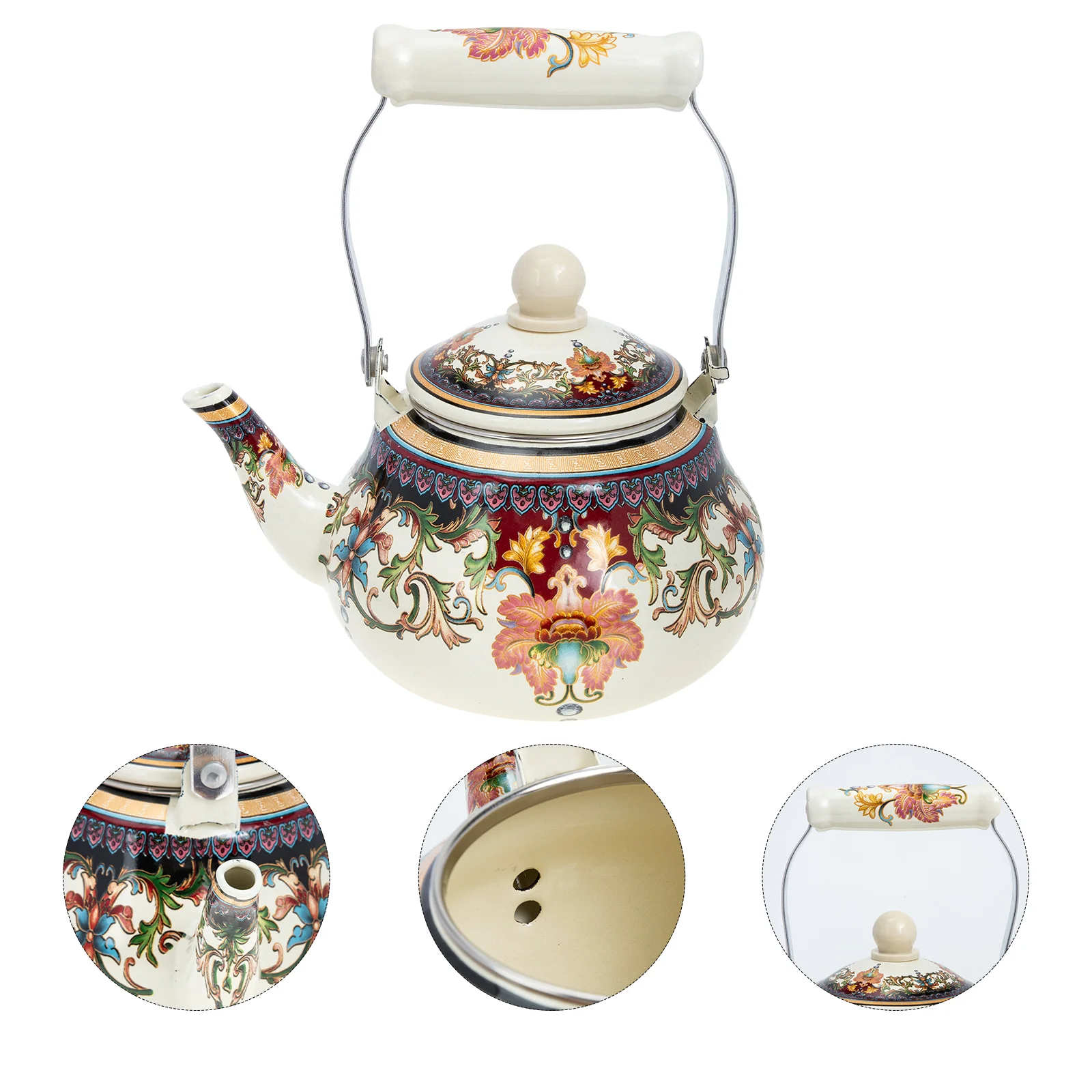 

Teapot Tea Pot Enamel Kettle Coffee Boiling Stovetop Maker Kitchen Can Watering Kids Steel Household Thickened Water Floral Cup