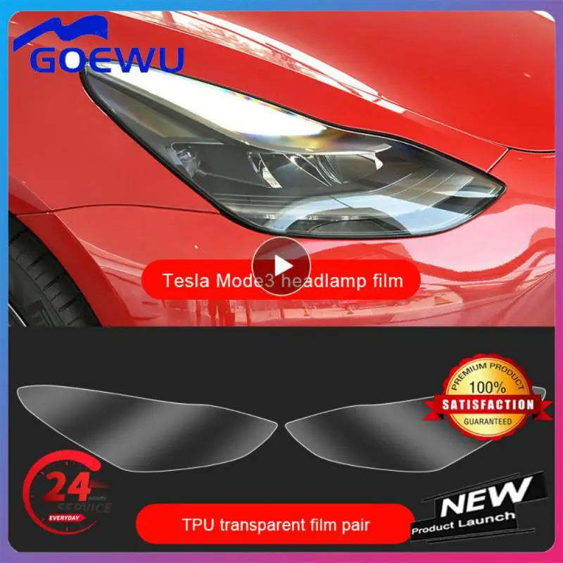 

1 ~ 8 шт., наклейка на переднюю фару автомобиля, прозрачная/дымчато-Черная защитная пленка для передней фары Tesla Model 3 Y 2021 2022