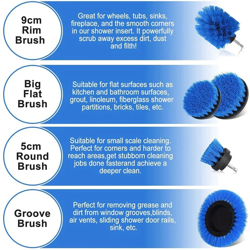 

6 Pieces Drill Cleaning Brush, Rotary Cleaning Brush For Drill Car Tile Carpet Bathtub Kitchen Toilet Light Blue