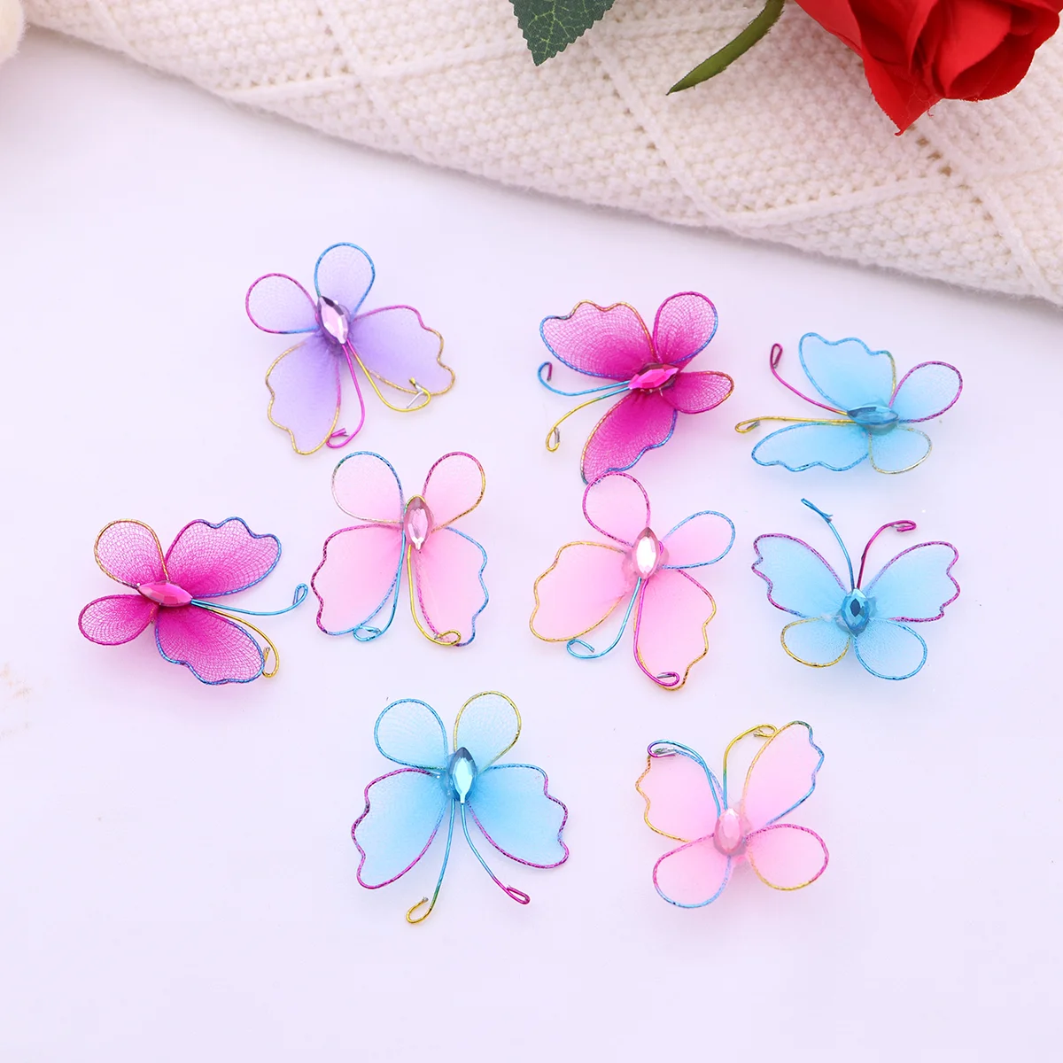 

50PCS Mixed Color Butterflies Party Decorations Embellishments for Crafting Butterflies for Crafts Organza Butterflies