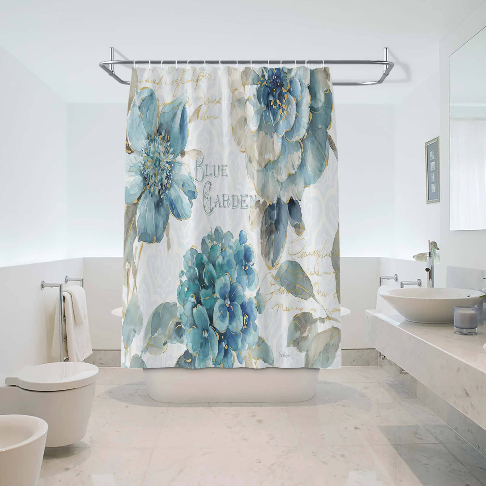 

Chinese Style Flower Shower Curtains Bath Curtain Waterproof Bathroom Decoration 3d Printing Polyester Bathroom Bedroom Curtains