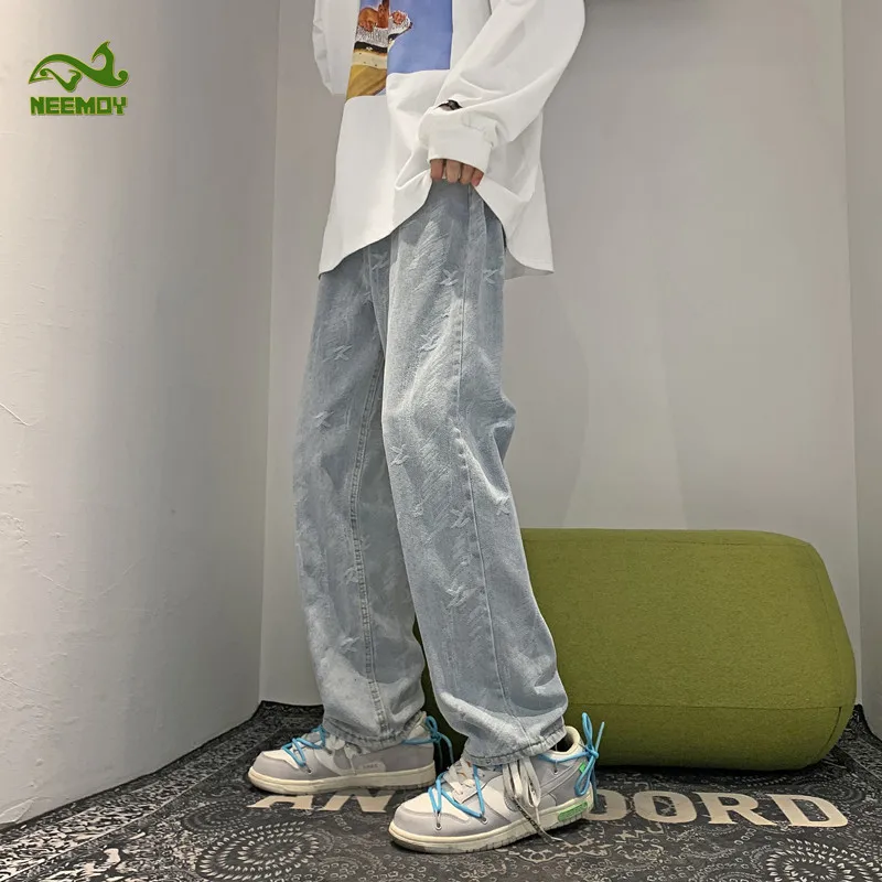 Neemoy 2022 New Men's Jeans Pants Casual Straight Leg Trousers High Quality Male Slim Fit Classic Fashion Streetwear Pop Pants