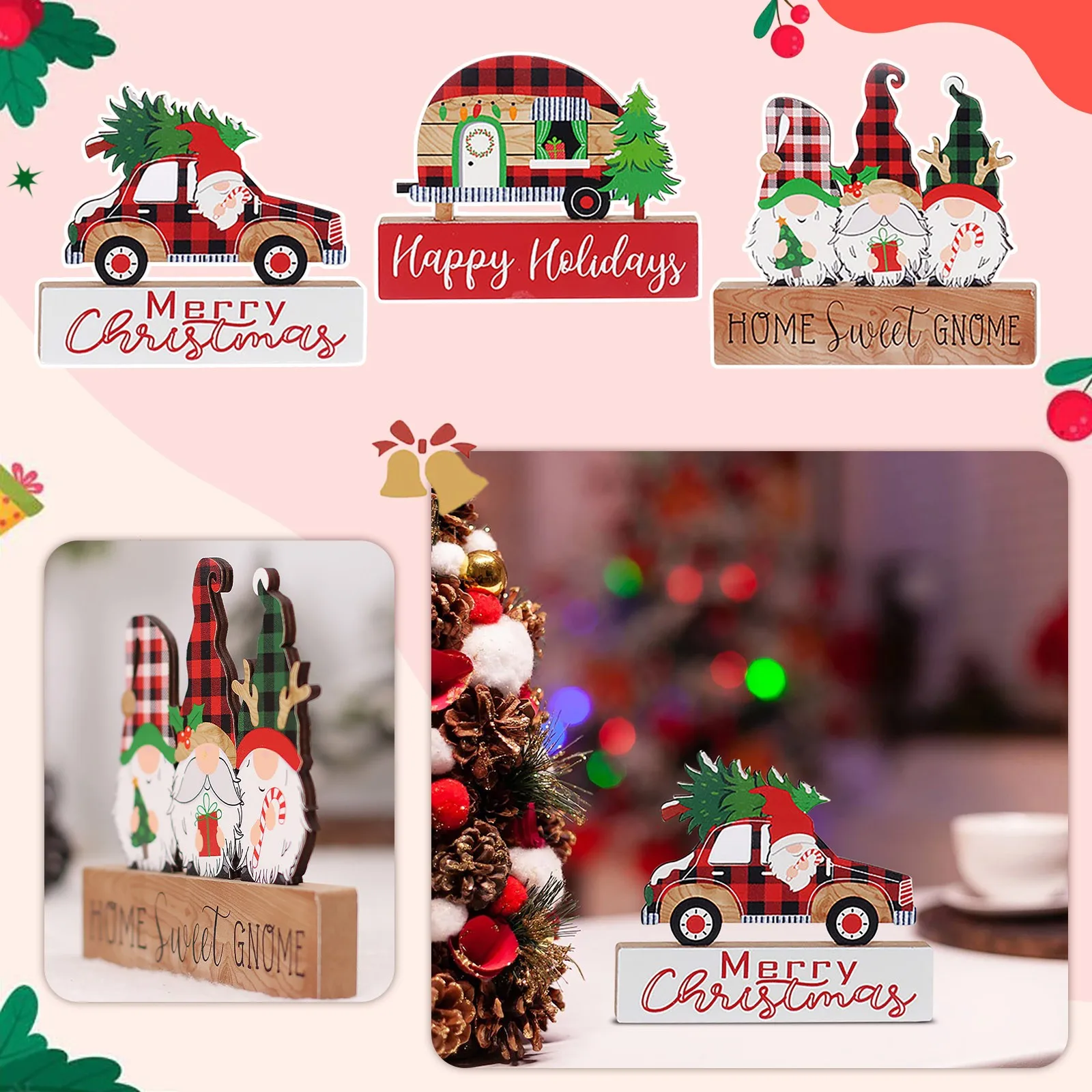 

Наборы белых рождественских украшений, красные и золотые рождественские украшения, рождественские деревянные Санты С, сексуальные золотые...