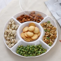 1 pc 6 compartment food storage tray dried fruit snack plate appetizer serving platter for party candy pastry nuts dish