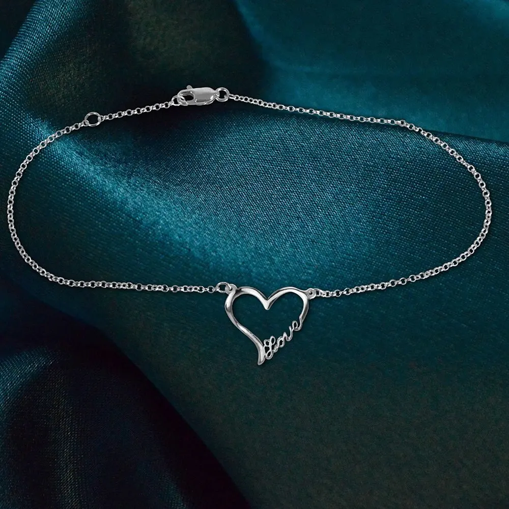 

Open Heart "Love" Anklet