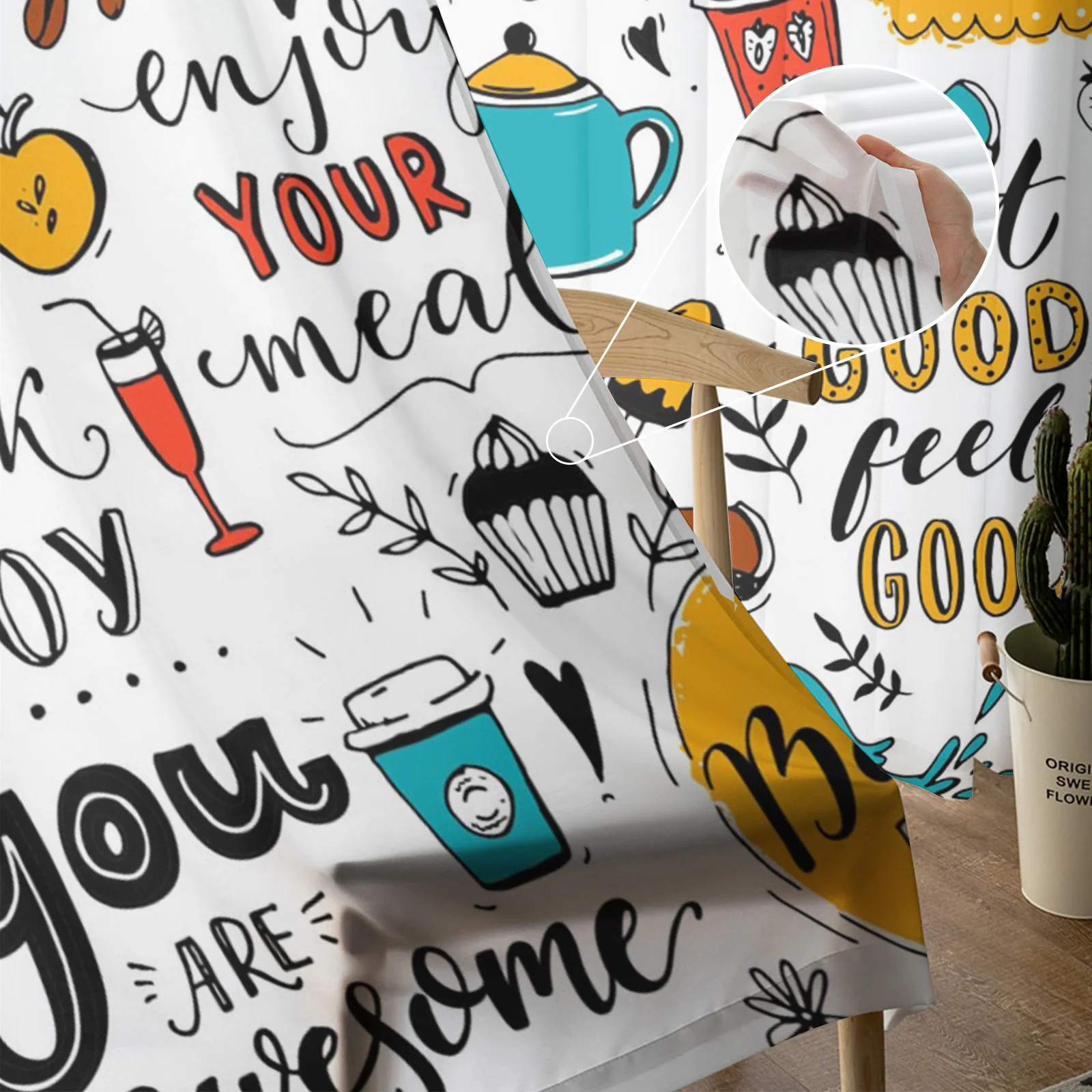 Кофейня кафе заварочный чайник чашка прозрачные шторы для еды гостиной