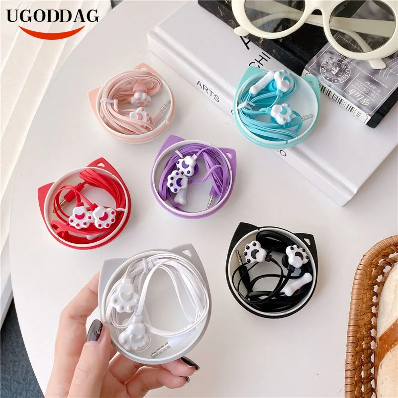 On-ear headphones ear phones Gamer Cartoon cat paw headset Wired earbuds handfree Earplugs with microphone For xiaomi air 2 se |