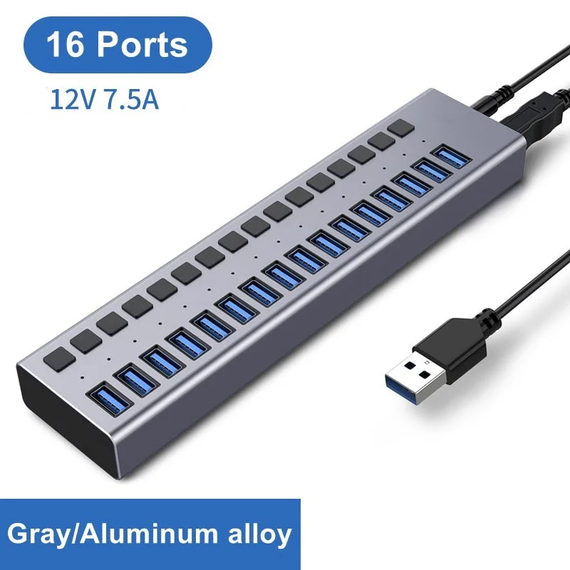 

USB 3.0 USB Hub Multiple Splitter 3 Hab Convert High-speed Adapter 16 Ports Multiple Expander with Switch For PC