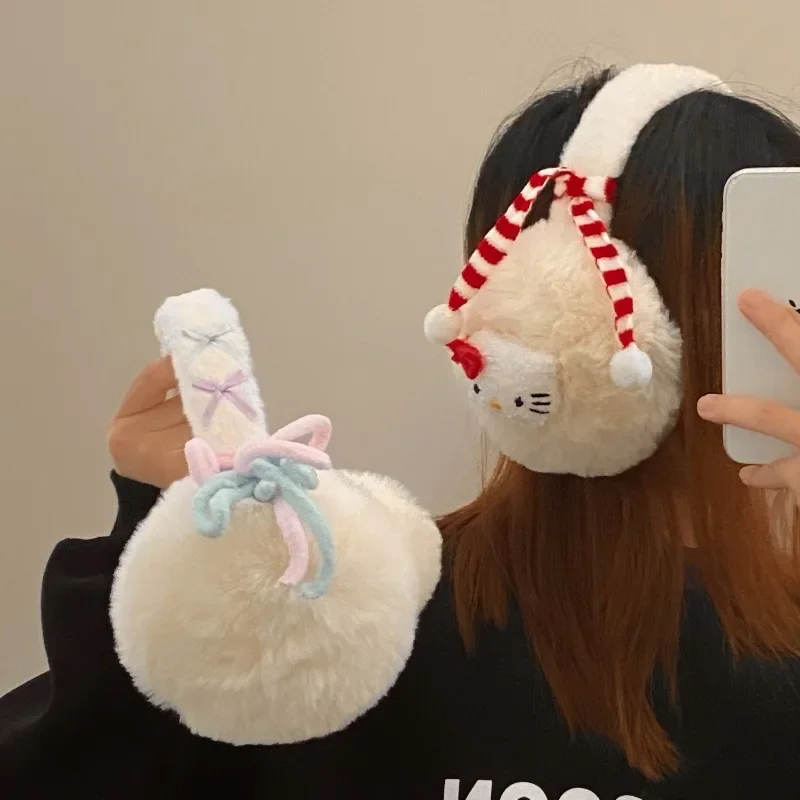 Милые Hello Kitty Y2K зимние леопардовые принты модные теплые велосипедные уличные