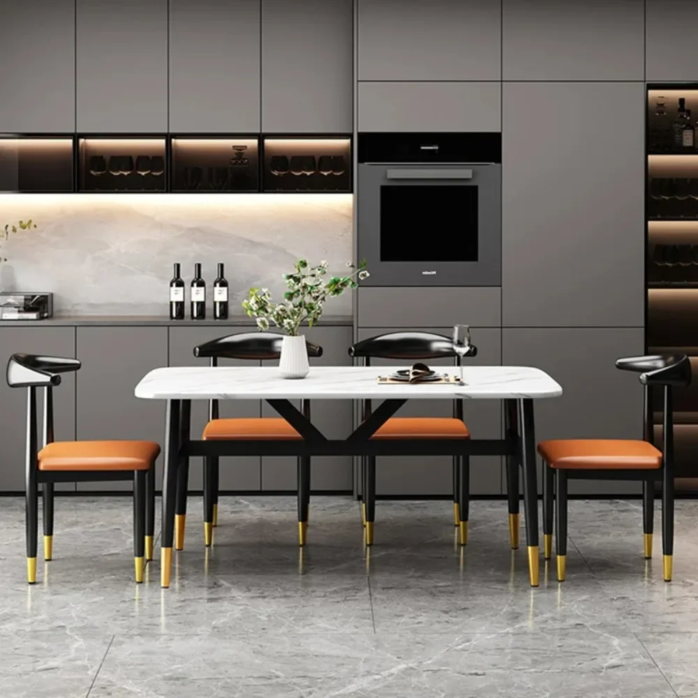Прямоугольный декор обеденный стол на 4 персоны 6-местный мраморный Kitcjen стула