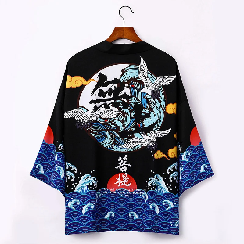 

Ginzagirl Mori Girl Japanese Kimono Cardigan Neutral Haori Yukata Samurai Costume Sun Crane Cosplay Shirt Neko Chinese Robe