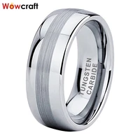 stockable tungsten men women wedding band fashion metal promise ring luxury jewelry domed 8mm comfort fit