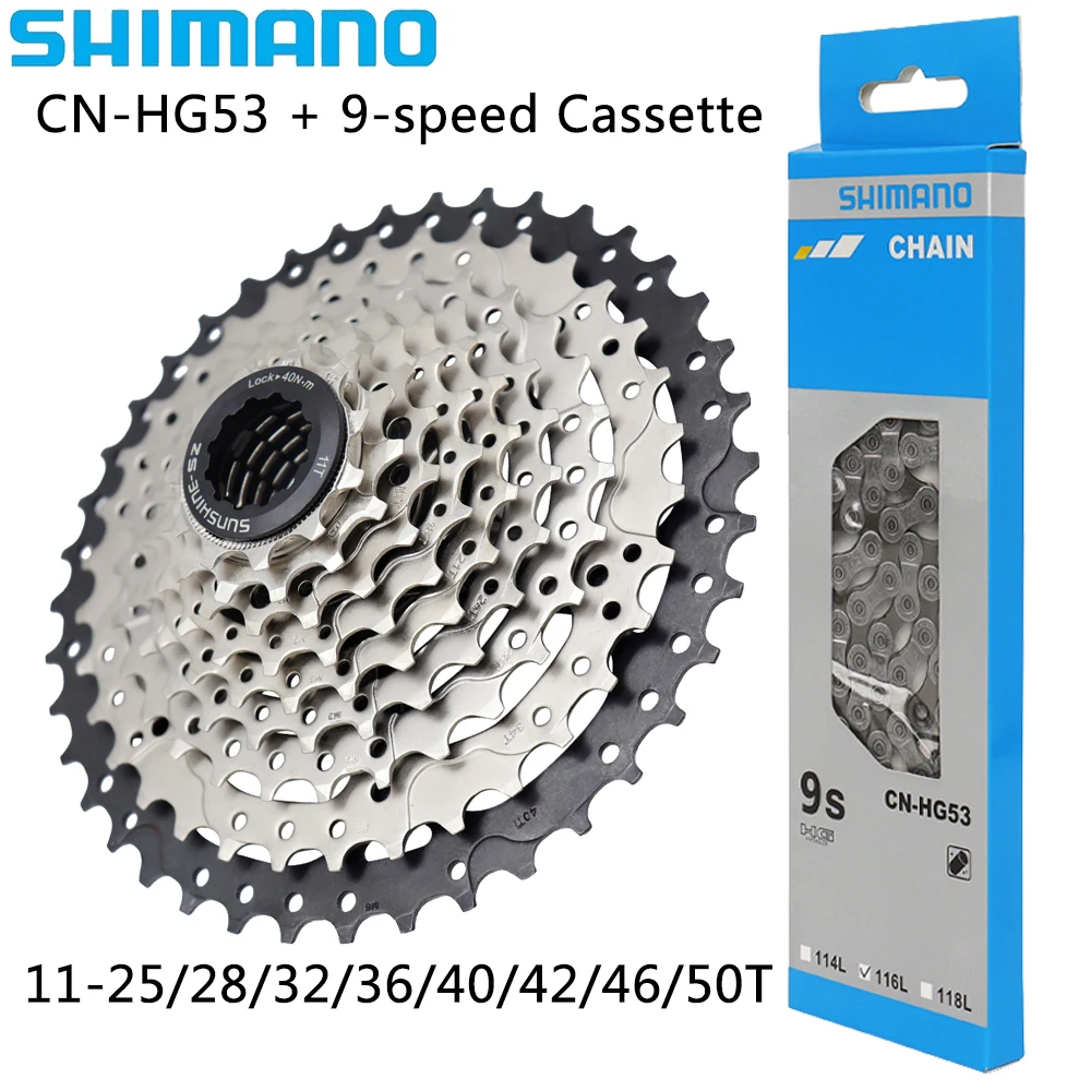 SHIMANO CN-HG53 9-скоростная велосипедная цепь Sunshine 11-25/28/32/36/40/42/46/50T кассетная звездочка